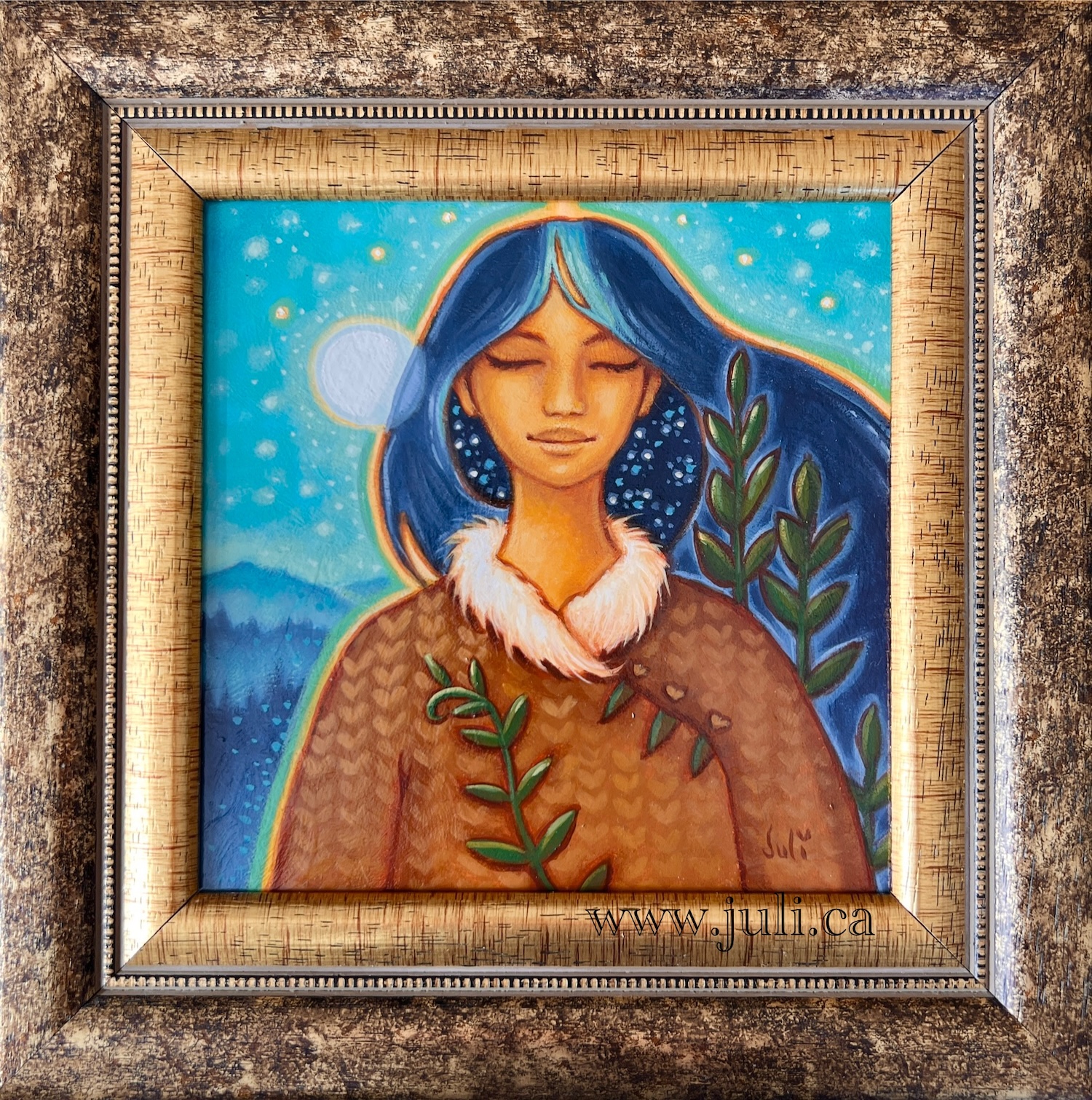 Luna 7x7 pouces, cadre inclu. Disponible 